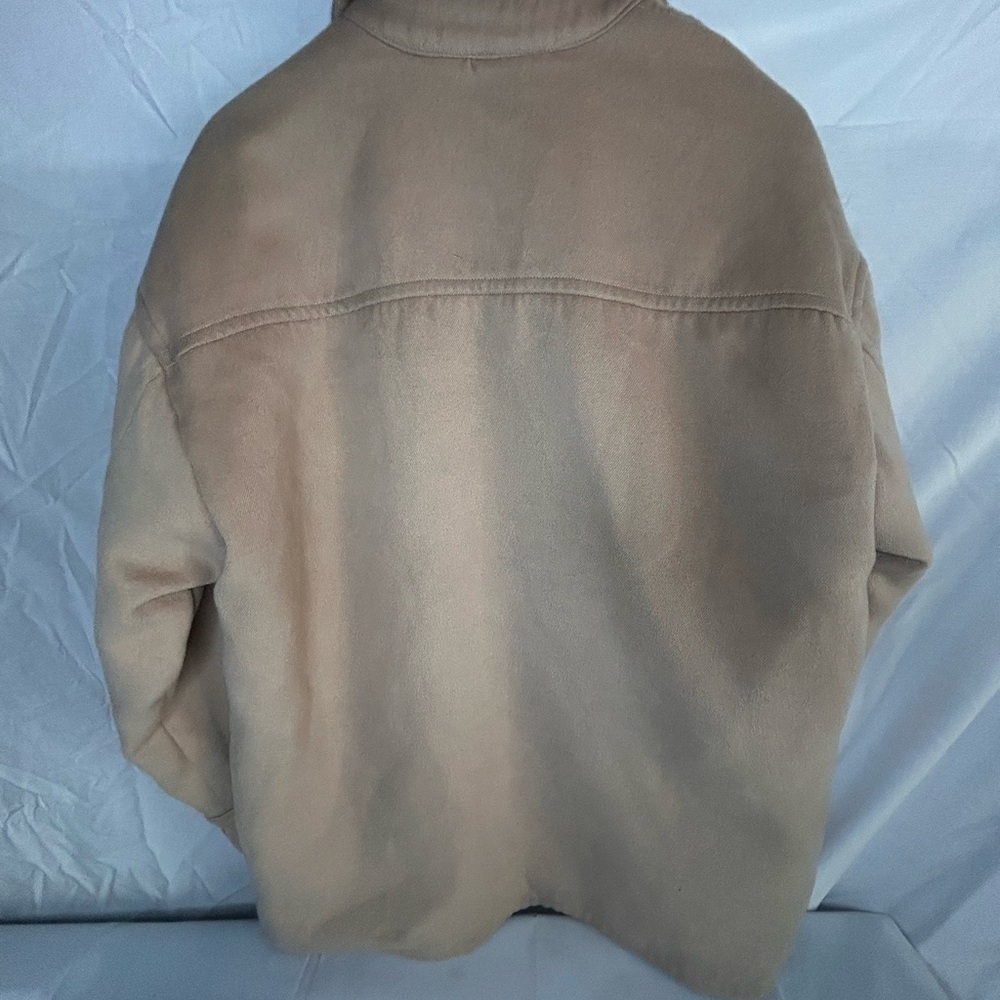 Abercrombie & Fitch Oversized Shacket Beige Button Front Jacket Women’s Cozy S - Picture 5 of 11